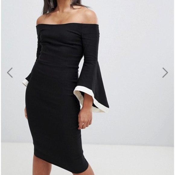 flute sleeve midi dress
